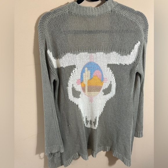 Show Me Your Mumu Ojai Bull Easy Cardi Sweater Graphic Boho Bohemian Draped XS - Picture 1 of 8